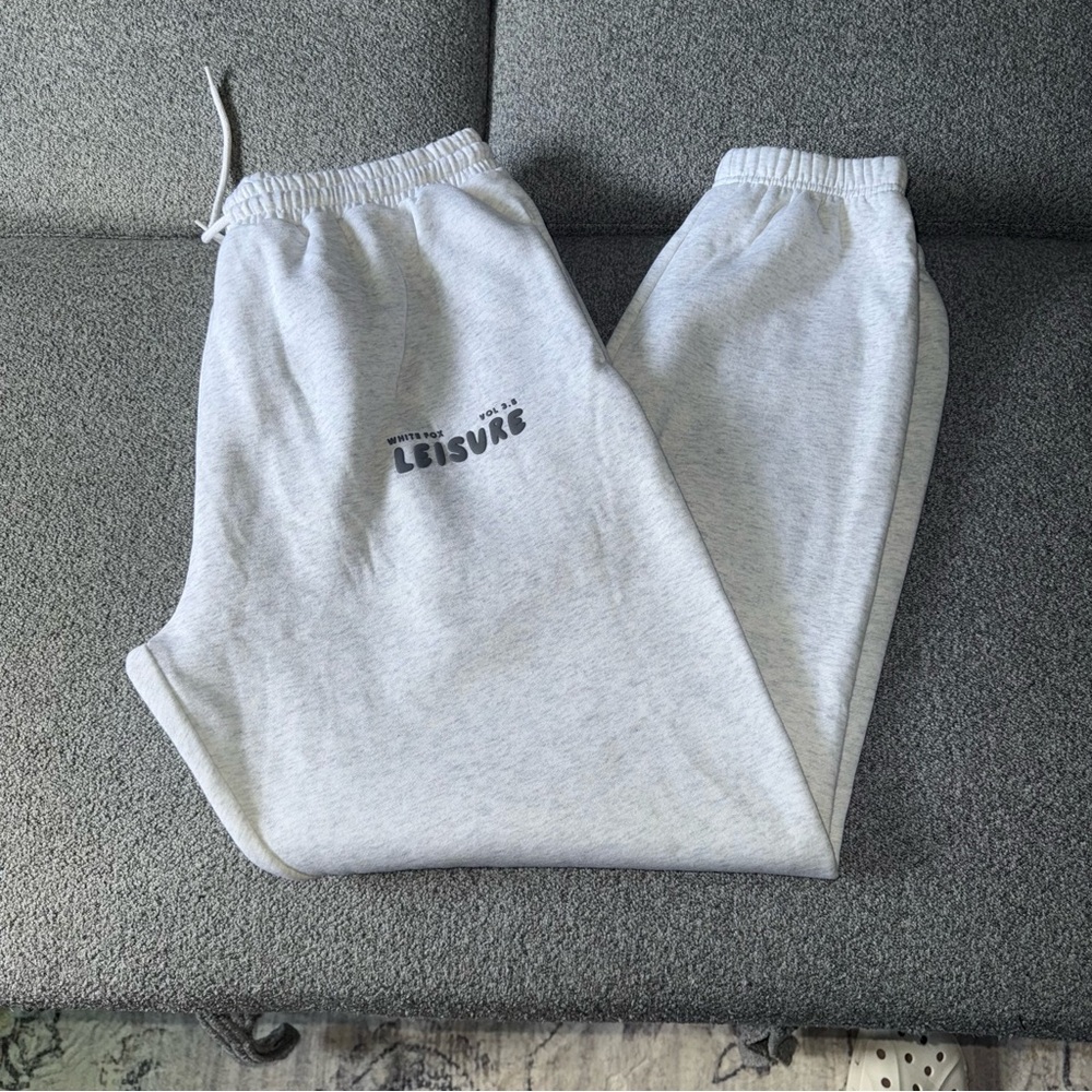 White Fox Boutique Gray Sweatpants with Elastic Cuffs